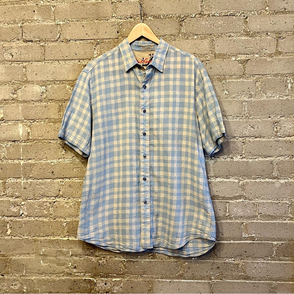 Robert Graham Checked Cotton/Linen Blend Button Up Shirt - Size M